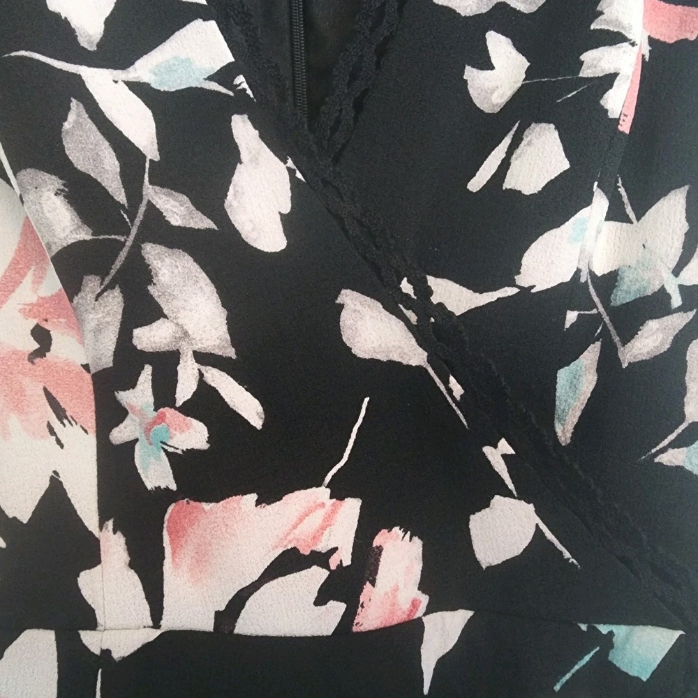 Dress the Population Dress S Asymmetrical Hem Navy Pink Floral Parties Salsa - Picture 5 of 10
